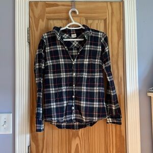 Navy blue and pink flannel